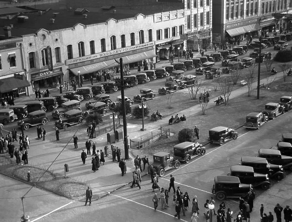 GEORGIA: MAIN STREET, 1936. Aerial view of Main Street, Macon, Georgia