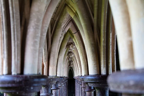 Interior of abbatial church Mont Saint-Michel, Normandy, France