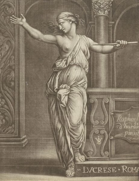 Suicide of Lucretia, Jan van Somer, Marcantonio Raimondi, 1655-1700