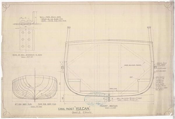 Canal Packet Vulcan. Plan of the canal packet boat Vulcan