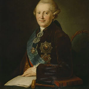 Portrait of Prince Alexander Alexeyevich Vyazemsky (1727-1793), 1780s. Artist: Miropolsky, Leonty Semyonovich (1749-1819)